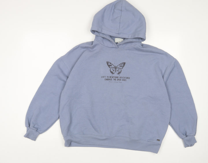 Pull&Bear Womens Blue Cotton Pullover Hoodie Size M Pullover