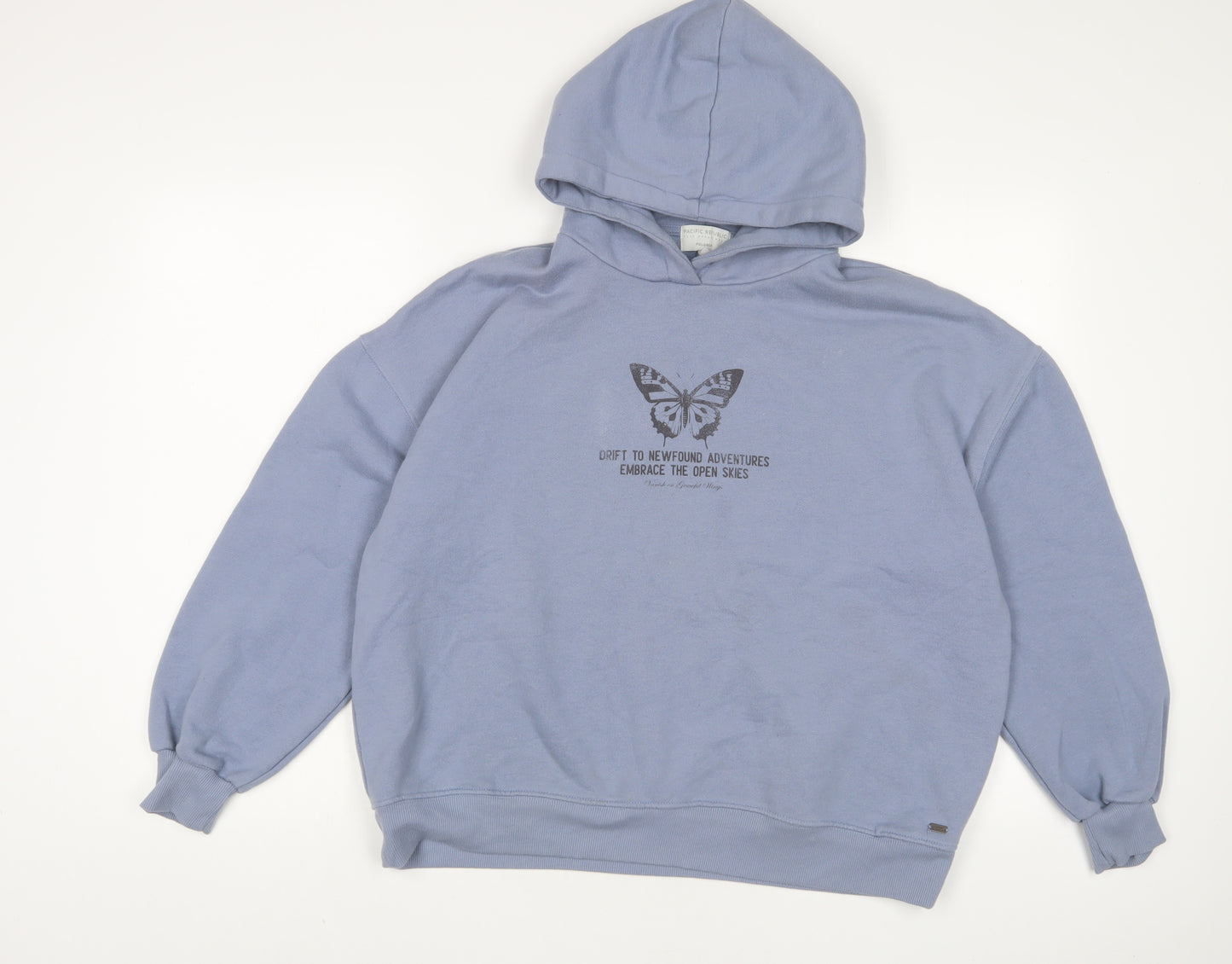 Pull&Bear Womens Blue Cotton Pullover Hoodie Size M Pullover