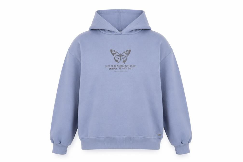 Pull&Bear Womens Blue Cotton Pullover Hoodie Size M Pullover