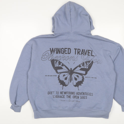 Pull&Bear Womens Blue Cotton Pullover Hoodie Size M Pullover