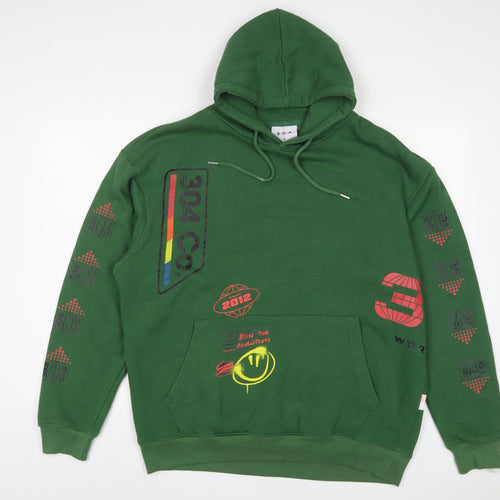 304 Clothing Mens Green Cotton Pullover Hoodie Size XL