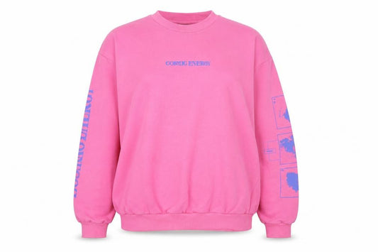 Front view of ASOS women’s pink cotton pullover sweatshirt, size XS, pullover
