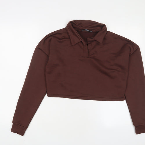 PRETTYLITTLETHING Womens Brown Polyester Pullover Sweatshirt Size 10 Pullover