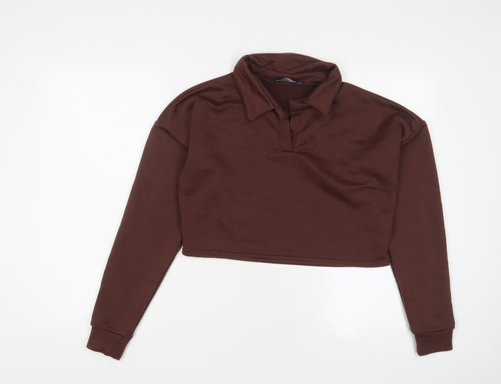 PRETTYLITTLETHING Womens Brown Polyester Pullover Sweatshirt Size 10 Pullover