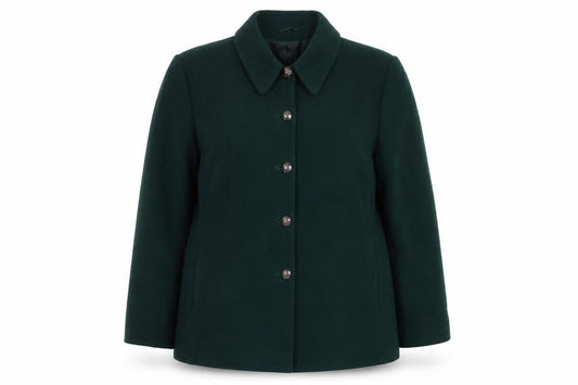 Front view of C&A women’s green jacket, size UK 18, button