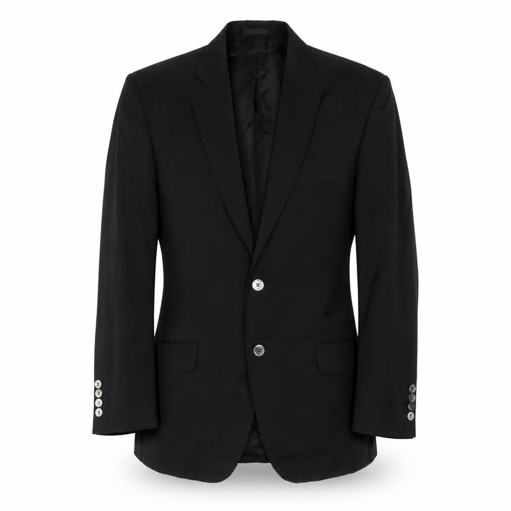 Front view of Jermyn Street men’s black wool jacket suit jacket, size 38, regular