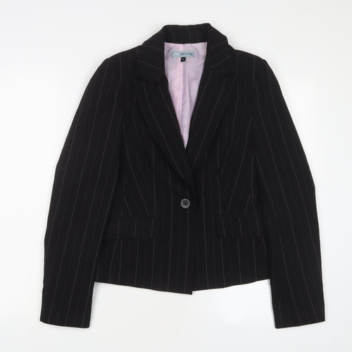Red Herring Womens Black Striped Jacket Blazer Size 8 Button