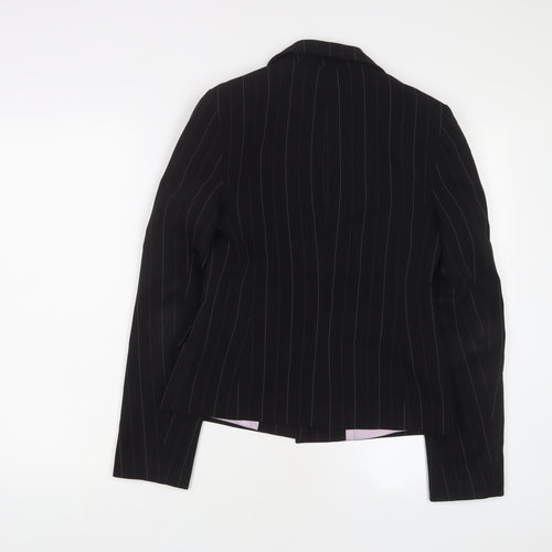 Red Herring Womens Black Striped Jacket Blazer Size 8 Button