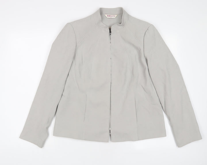 Bonmarché Womens Grey Jacket Size 16 Zip