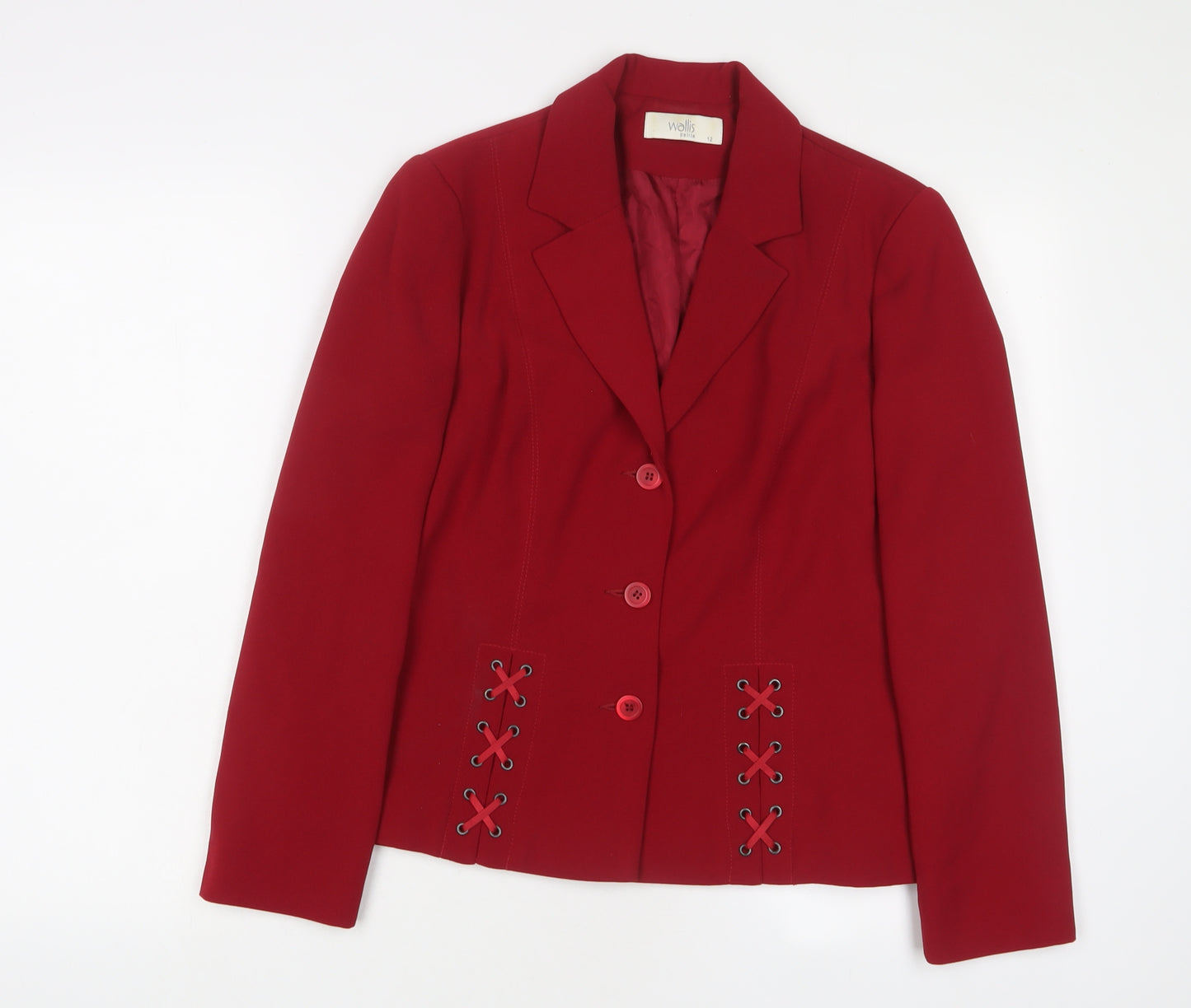 Wallis Womens Red Jacket Blazer Size 12 Button