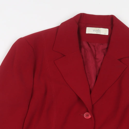 Wallis Womens Red Jacket Blazer Size 12 Button