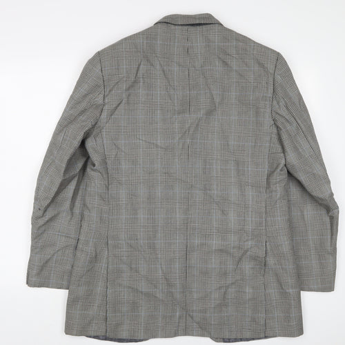 T. Bickerdyke & Sons Mens Grey Plaid Polyester Jacket Suit Jacket Size 40 Regular