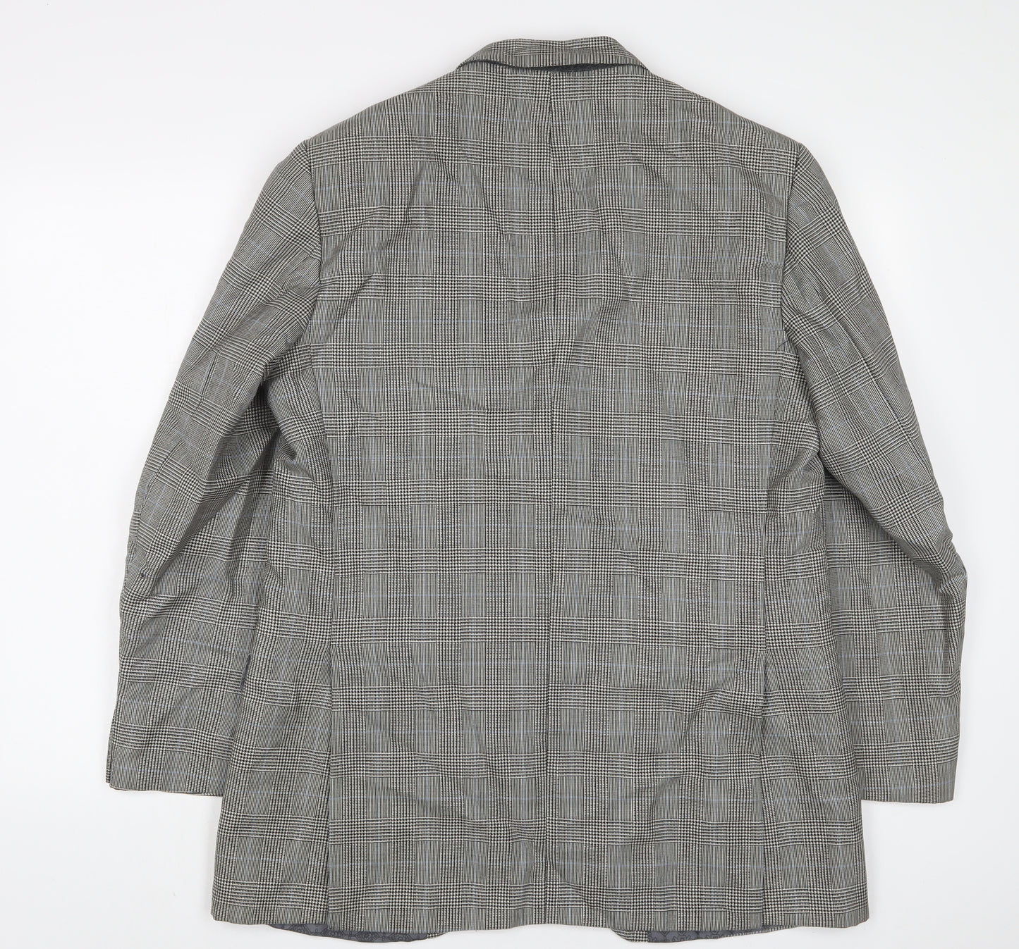 T. Bickerdyke & Sons Mens Grey Plaid Polyester Jacket Suit Jacket Size 40 Regular