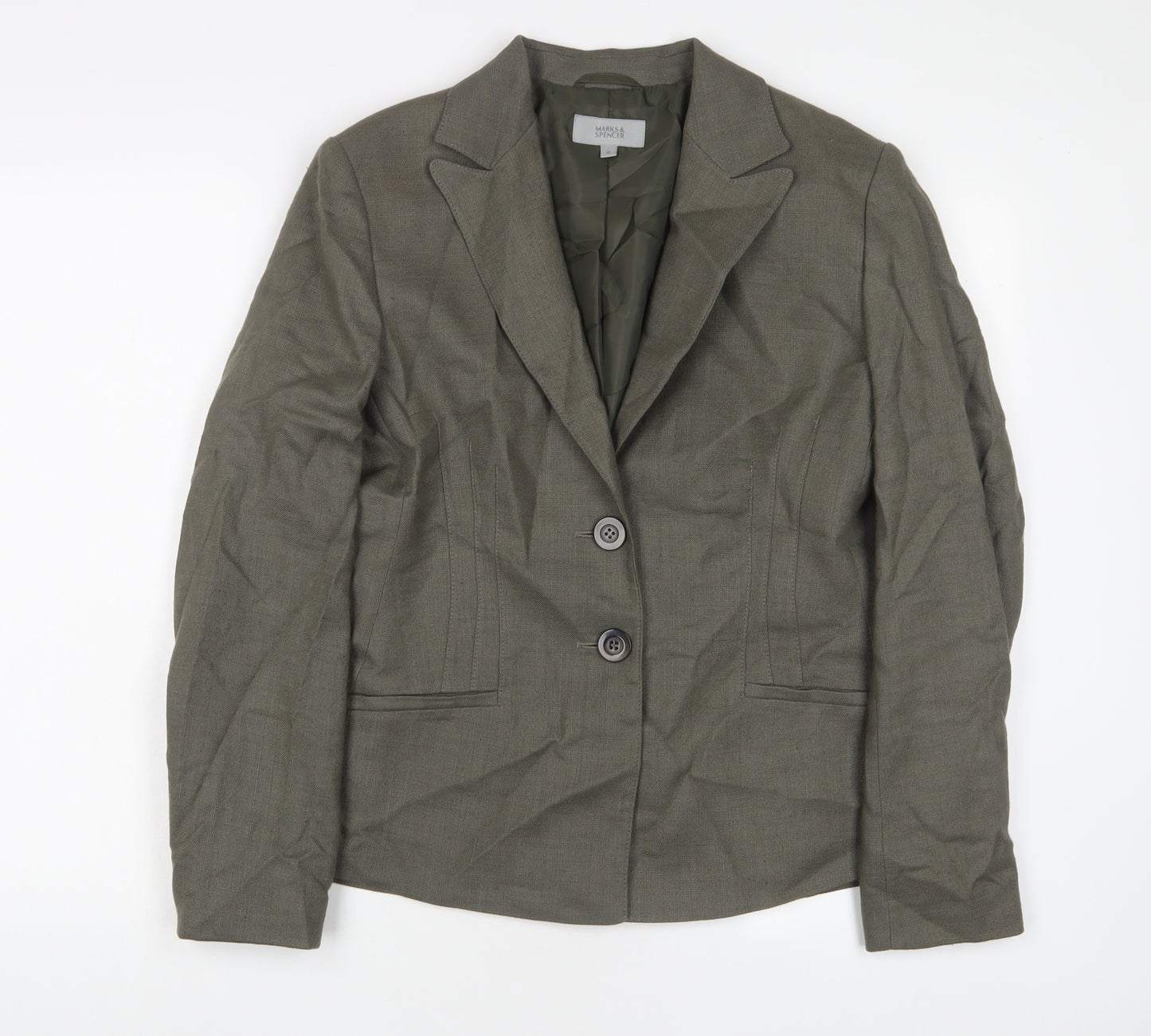 Marks and Spencer Womens Green Jacket Blazer Size 16 Button