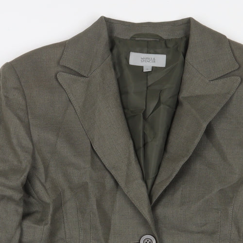 Marks and Spencer Womens Green Jacket Blazer Size 16 Button