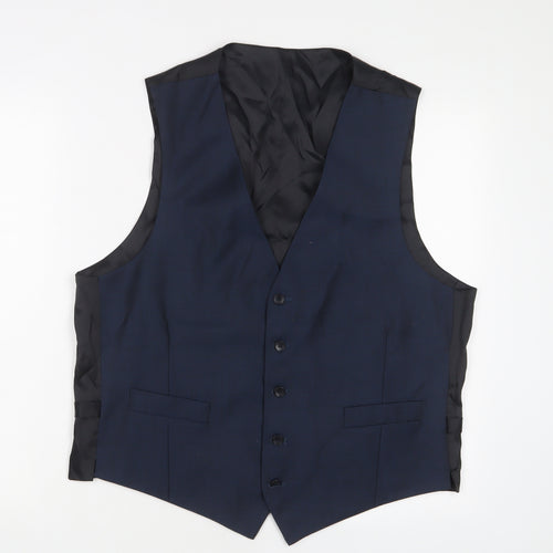 Marks and Spencer Mens Blue Wool Jacket Suit Waistcoat Size 42 Regular