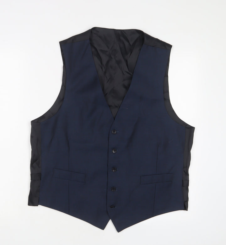 Marks and Spencer Mens Blue Wool Jacket Suit Waistcoat Size 42 Regular