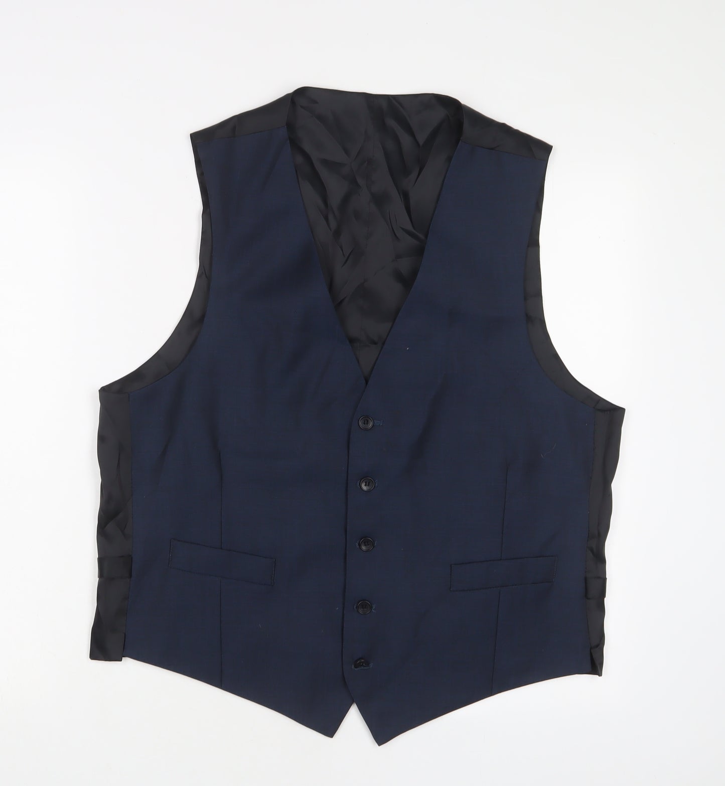 Marks and Spencer Mens Blue Wool Jacket Suit Waistcoat Size 42 Regular