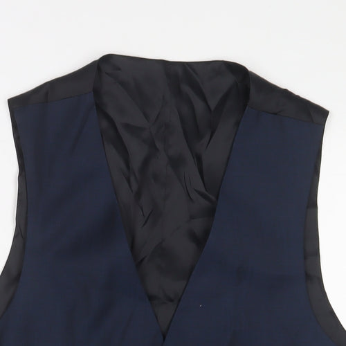 Marks and Spencer Mens Blue Wool Jacket Suit Waistcoat Size 42 Regular