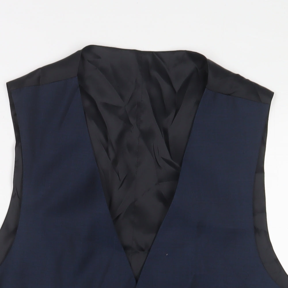 Marks and Spencer Mens Blue Wool Jacket Suit Waistcoat Size 42 Regular