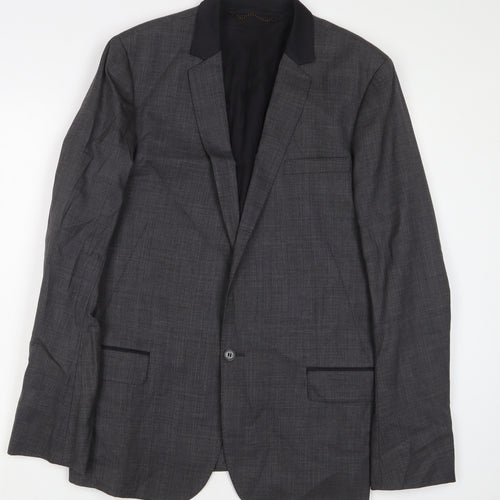 AllSaints Mens Grey Polyester Jacket Suit Jacket Size 40 Regular