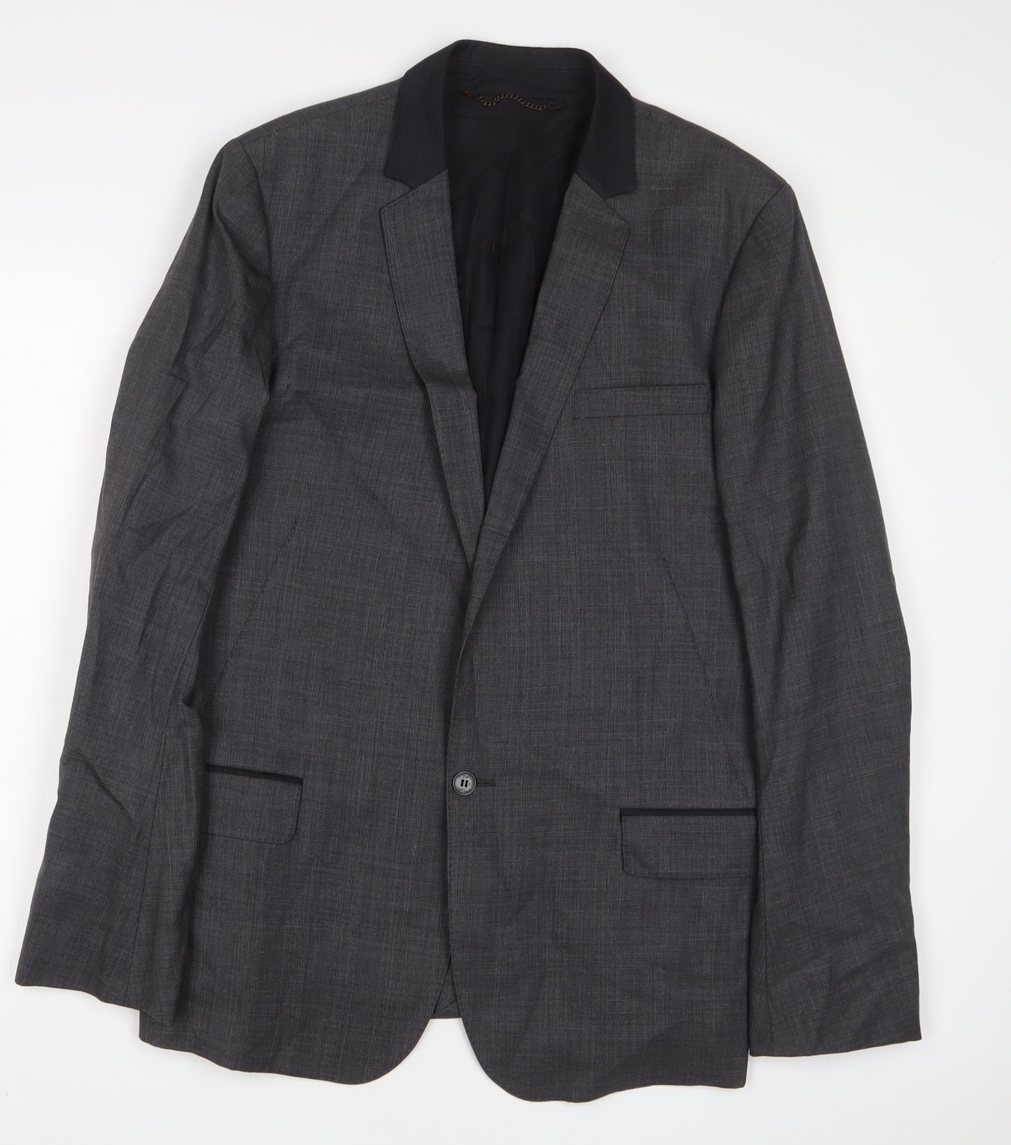 AllSaints Mens Grey Polyester Jacket Suit Jacket Size 40 Regular