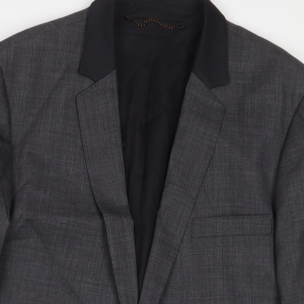 AllSaints Mens Grey Polyester Jacket Suit Jacket Size 40 Regular