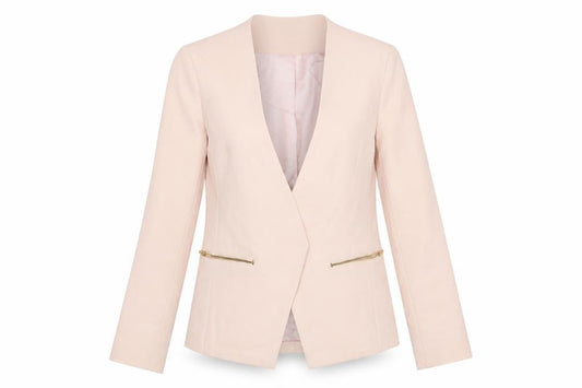 Front view of New Look women’s pink jacket, size UK 10, - open