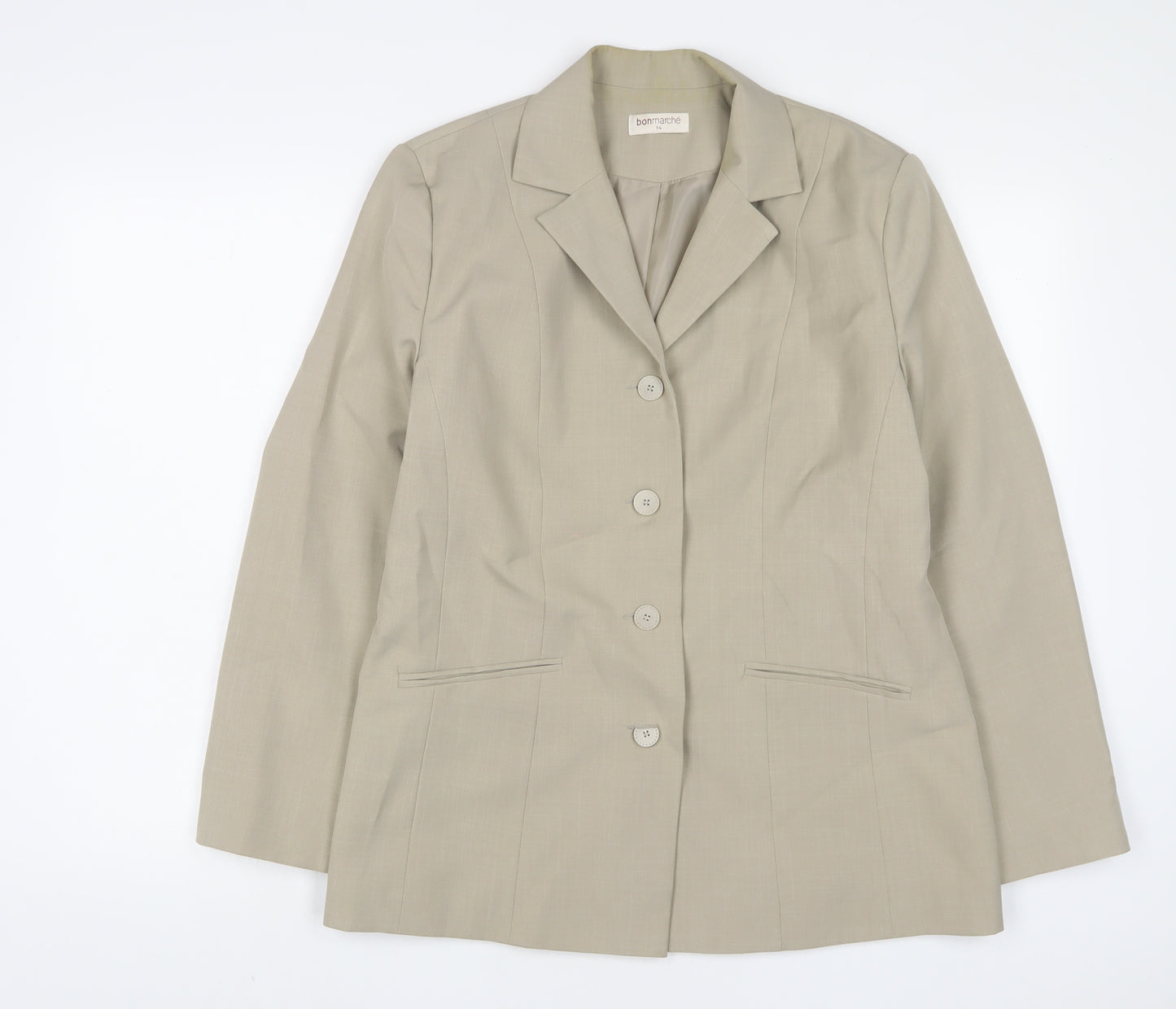 Bonmarché Womens Beige Jacket Blazer Size 14 Button