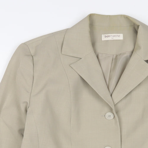 Bonmarché Womens Beige Jacket Blazer Size 14 Button