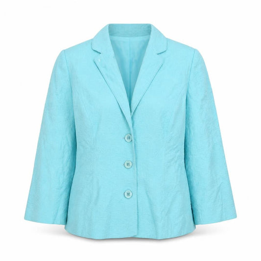 Front view of Country Casuals women’s blue jacket, size UK 18, button