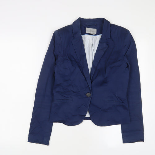 H&M Womens Blue Jacket Blazer Size 10 Button