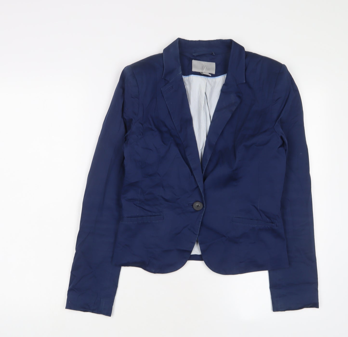 H&M Womens Blue Jacket Blazer Size 10 Button