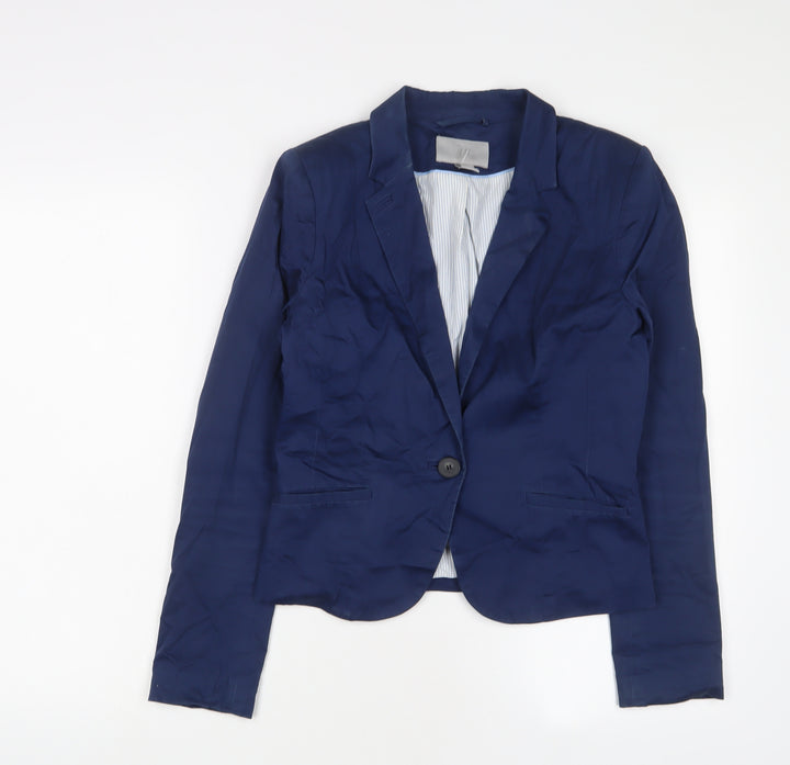 H&M Womens Blue Jacket Blazer Size 10 Button