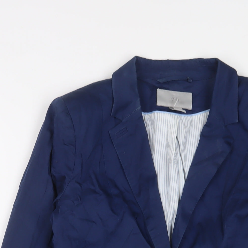 H&M Womens Blue Jacket Blazer Size 10 Button