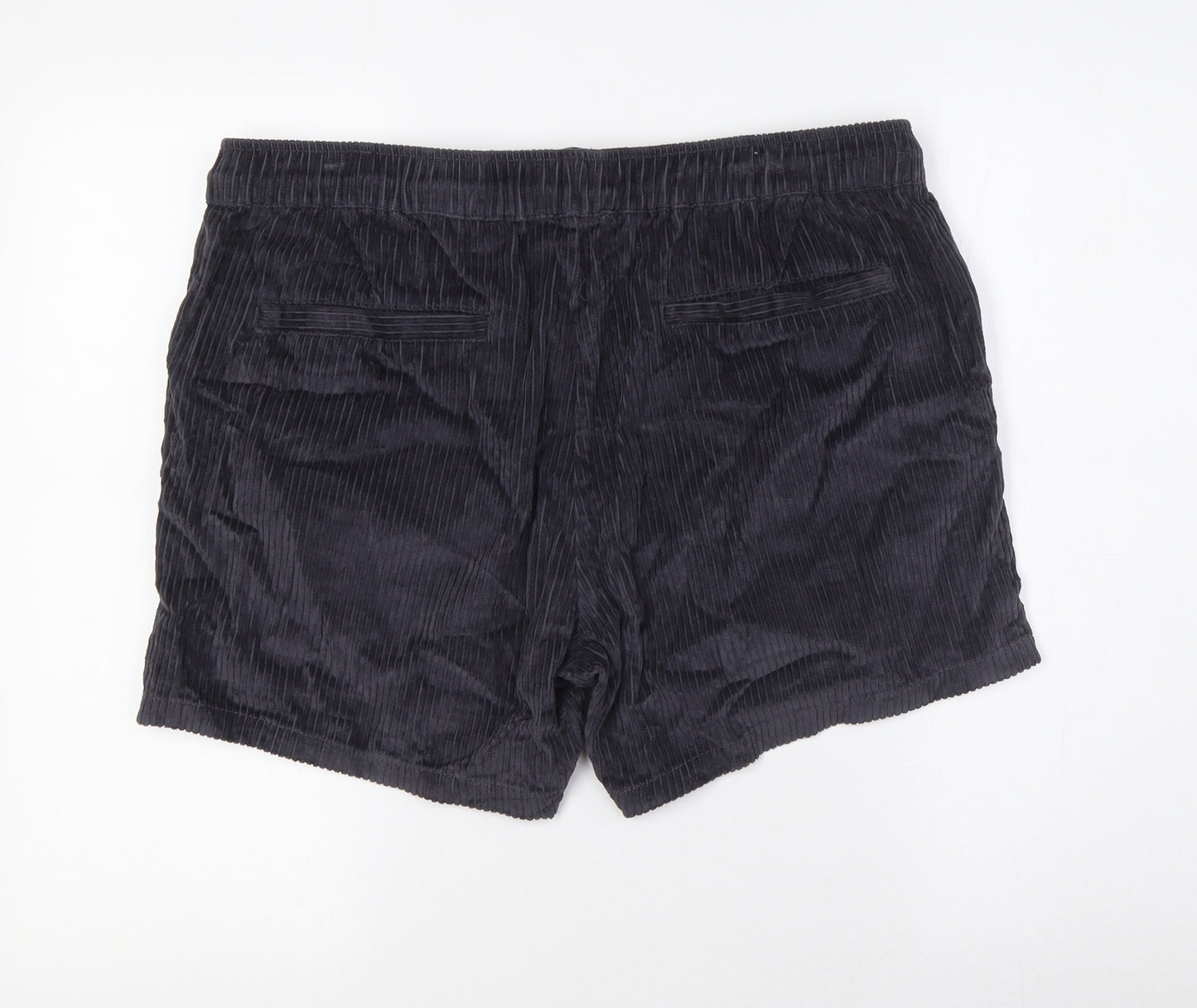 ASOS Mens Grey Cotton Bermuda Shorts Size 38 in Regular Tie - Elasticated Waist