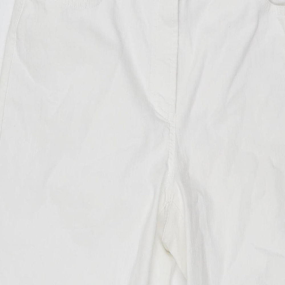 Gerry Weber Womens White Cotton Straight Jeans Size 14 L31 in Regular Button