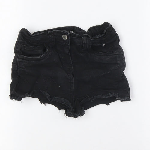Pep&Co Girls Black Cotton Bermuda Shorts Size 8-9 Years Regular Tie - Raw Hem