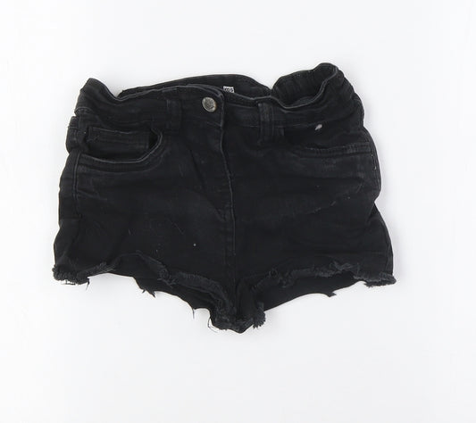 Pep&Co Girls Black Cotton Bermuda Shorts Size 8-9 Years Regular Tie - Raw Hem