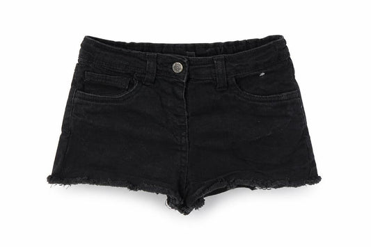 Pep&Co Girls Black Cotton Bermuda Shorts Size 8-9 Years Regular Tie - Raw Hem