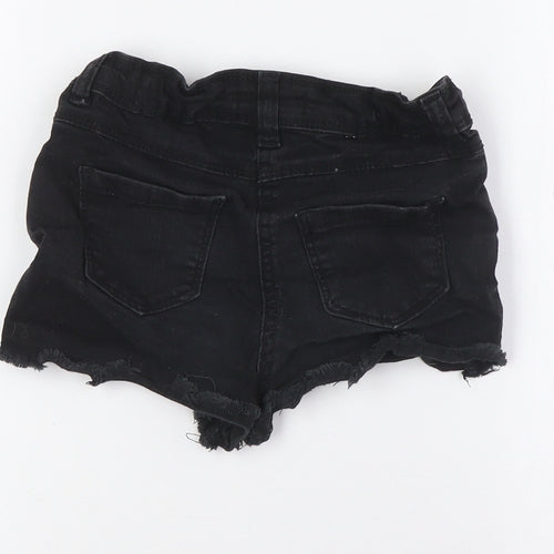 Pep&Co Girls Black Cotton Bermuda Shorts Size 8-9 Years Regular Tie - Raw Hem