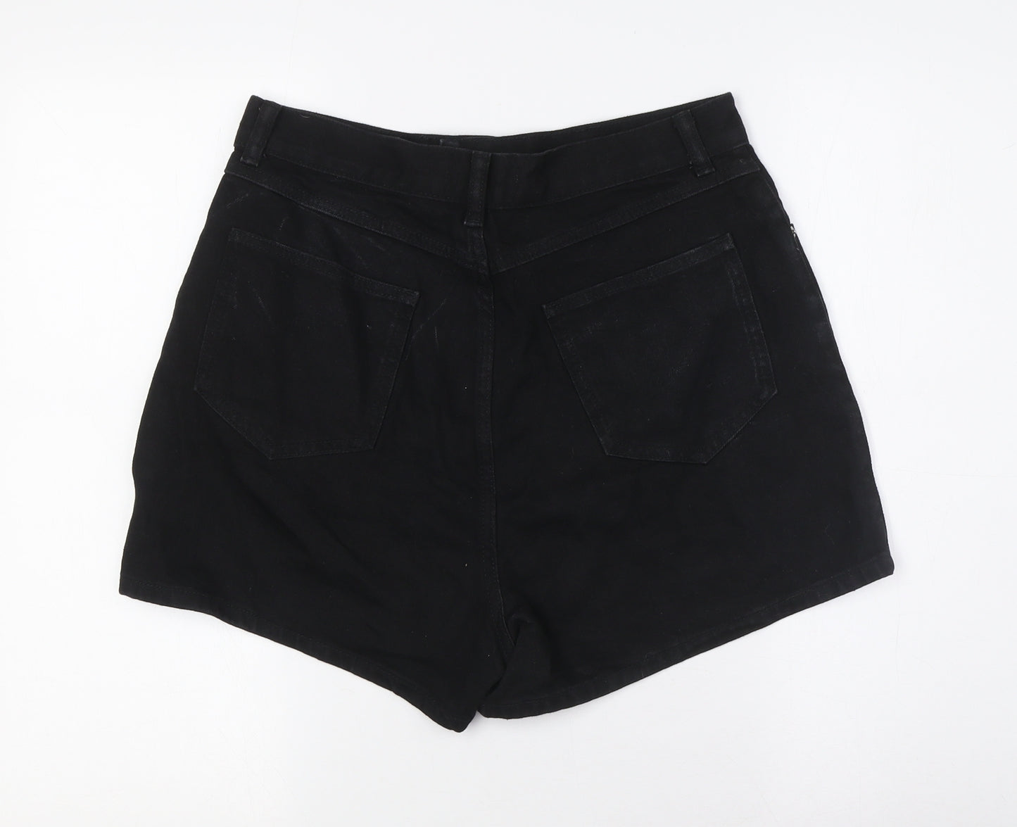 ASOS Womens Black Cotton Basic Shorts Size 12 L3 in Regular Button