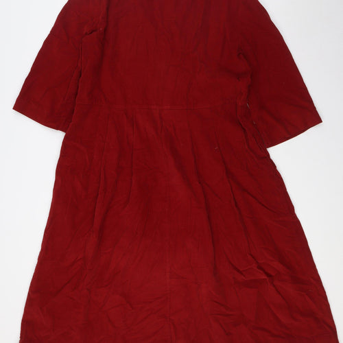 Toast Womens Red 100% Cotton A-Line Size 12 Boat Neck Snap