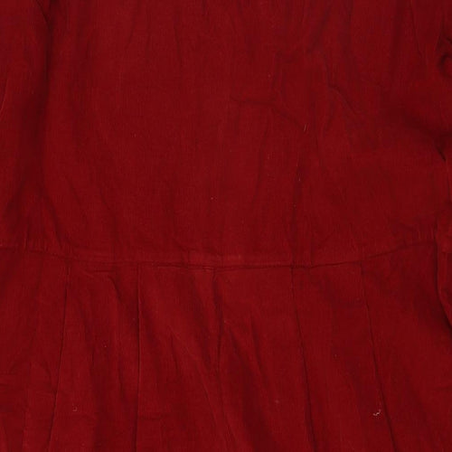 Toast Womens Red 100% Cotton A-Line Size 12 Boat Neck Snap