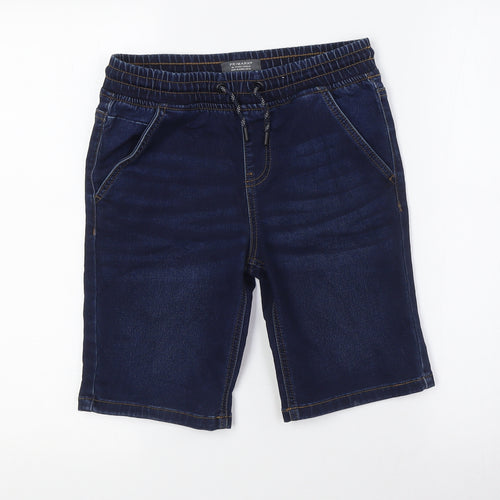 Primark Boys Blue Cotton Bermuda Shorts Size 10-11 Years L9 in Regular Snap - Elasticated Waist