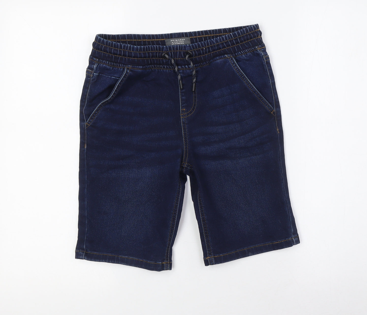Primark Boys Blue Cotton Bermuda Shorts Size 10-11 Years L9 in Regular Snap - Elasticated Waist