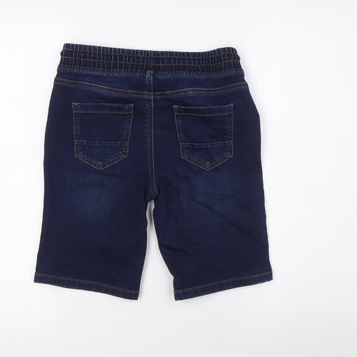 Primark Boys Blue Cotton Bermuda Shorts Size 10-11 Years L9 in Regular Snap - Elasticated Waist
