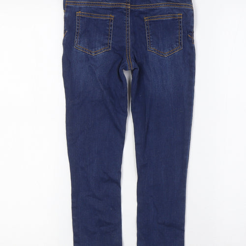 Mothercare Girls Blue Houndstooth Cotton Straight Jeans Size 5-6 Years Regular