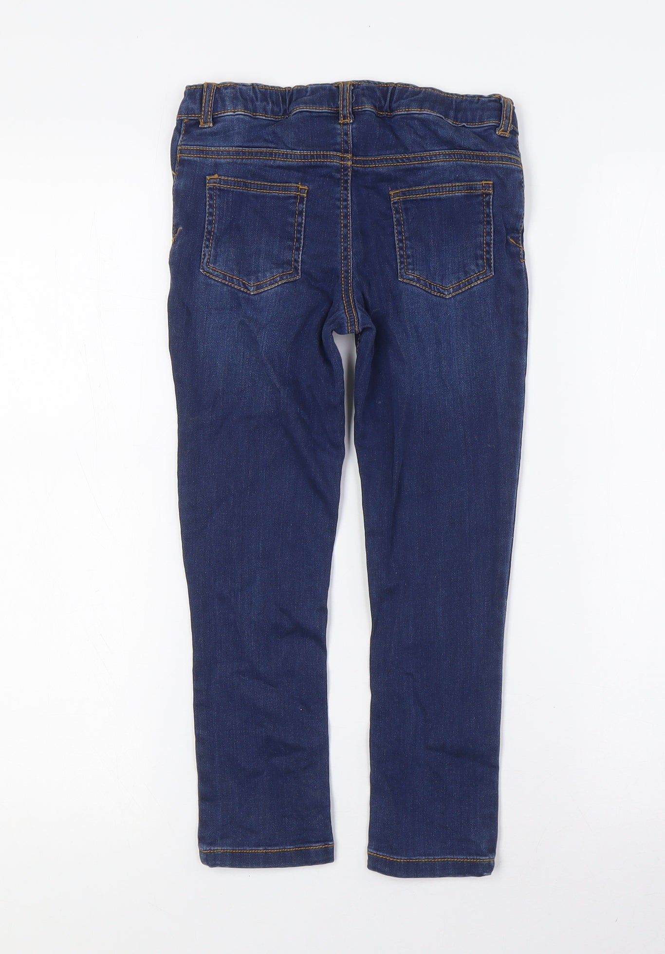 Mothercare Girls Blue Houndstooth Cotton Straight Jeans Size 5-6 Years Regular