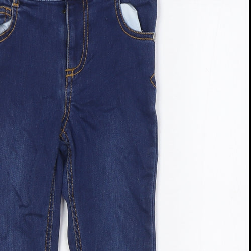 Mothercare Girls Blue Houndstooth Cotton Straight Jeans Size 5-6 Years Regular